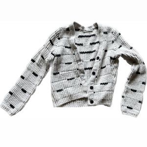 Marine Layer Cream Knit Cardigan with Black Stripe Detail size XS GUC